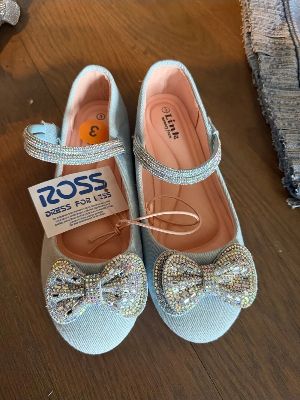 Link Kids Sparkle Bow Light Blue Mary Jane Shoes
